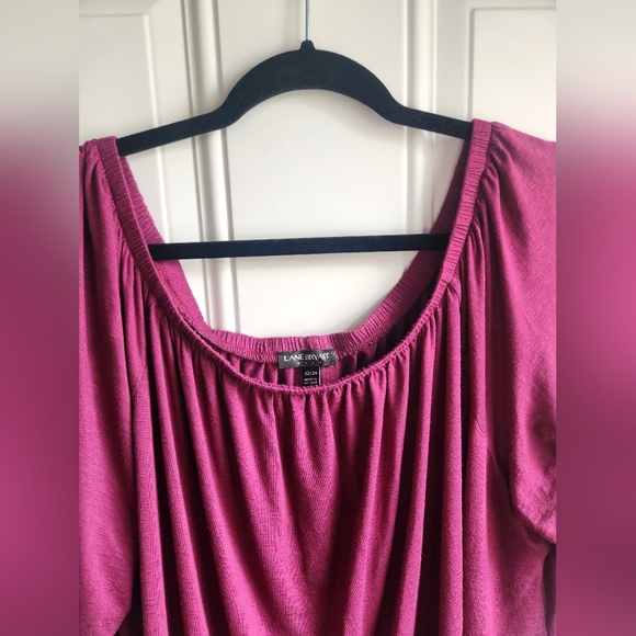 Lane Bryant Size 22 24 off shoulder very soft maroon raspberry boho top - Picture 4 of 4